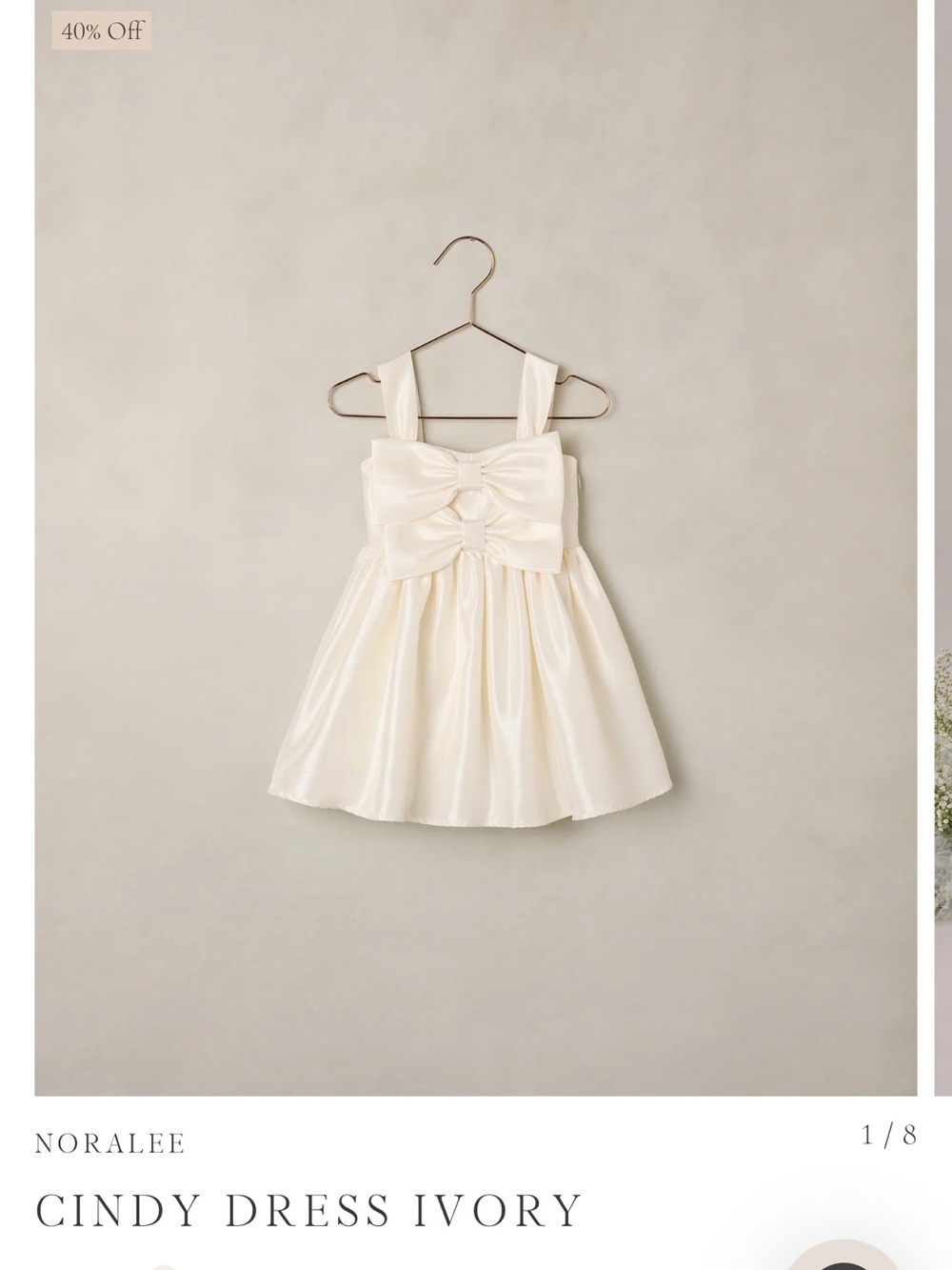 Noralee Cindy Girls' Ivory Bow-Front Formal Dress